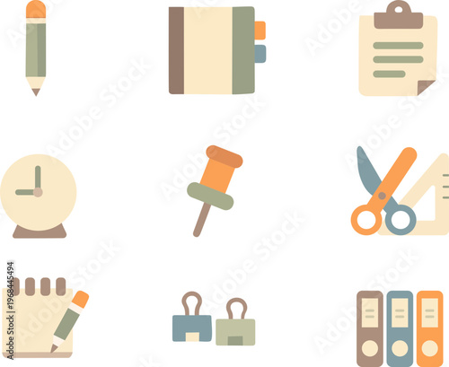 stationery set of icons