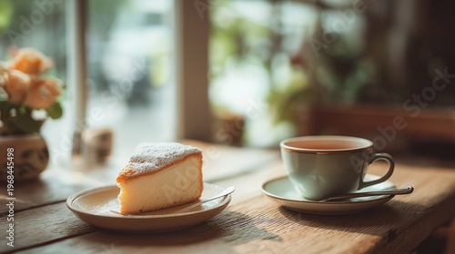 シズル感のあるケーキとコーヒーのクローズアップが美しいカフェのコンセプト素材