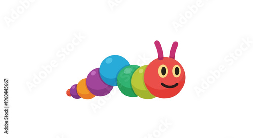 Colorful toy caterpillar smiling face.