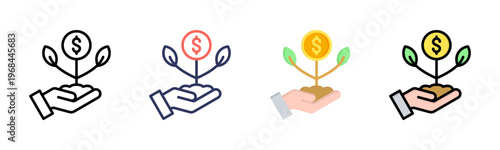 Return On Investment icon set multiple style collection