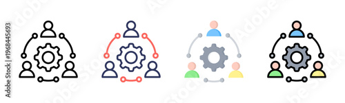 Collaboration icon set multiple style collection