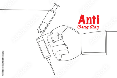 Anti drug day concept one-line drawing