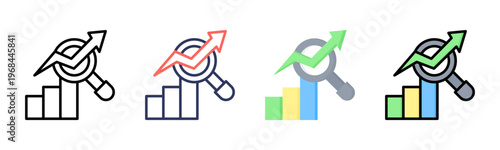 Market Research icon set multiple style collection