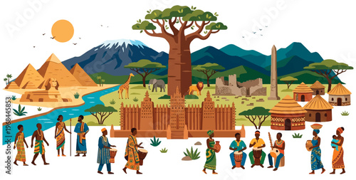 People walking in a line formation.