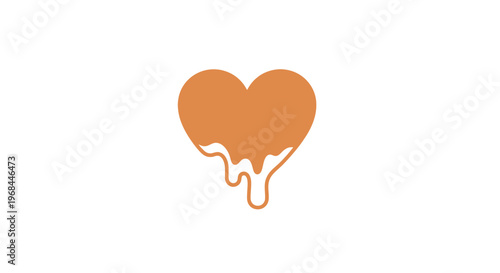 Orange Heart Shape Melted Symbol.