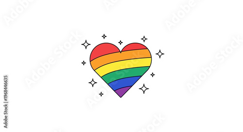 Rainbow Heart Symbol Love.