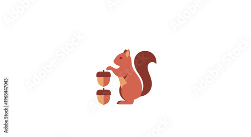 Squirrel with acorns standing.