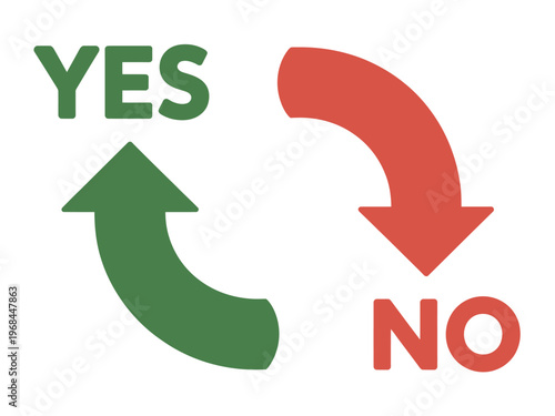 Simple Yes No Decision Arrows Graphic Design Illustration