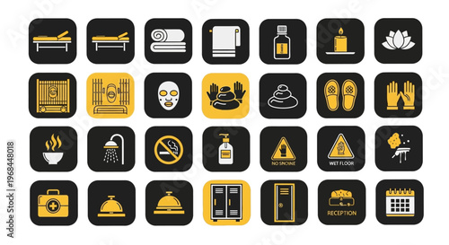 Spa and Wellness Icons Collection in Bright Studio