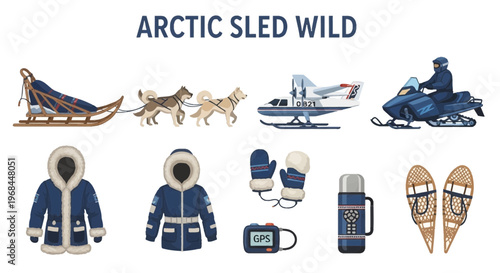 Arctic sled wild winter sports equipment.