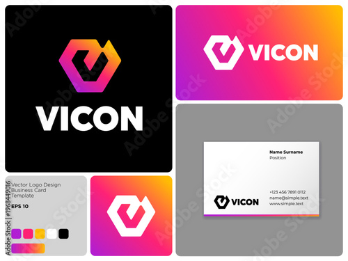 Letter V monogram. Letter V geometry icon. Identity and business card.