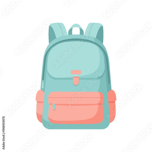 Backpack Illustration of a Blue and Peach Colored Bag