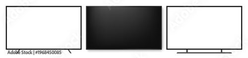 Modern Realistic TV Screen Mockup Front View on Transparent Background For Business Presentation and advertising showcase