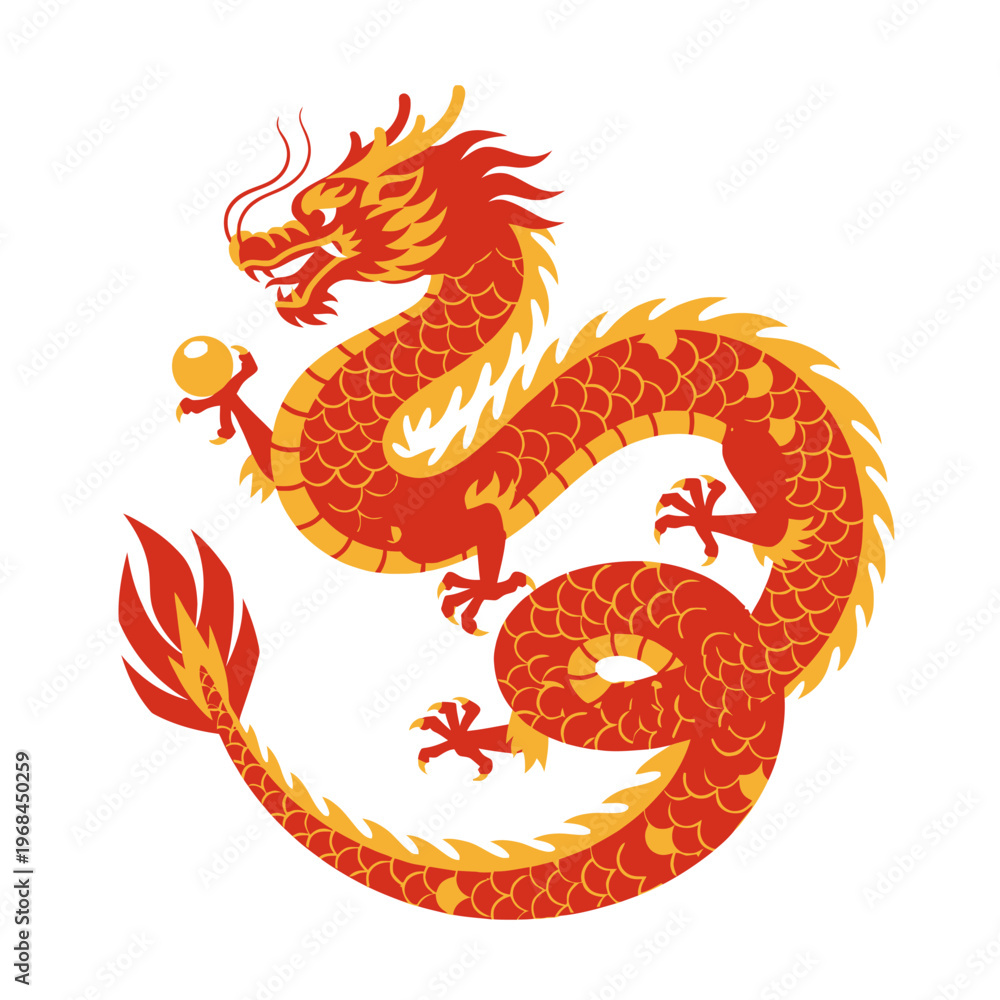 Fototapeta premium Dragon Illustration of a Traditional Chinese Dragon
