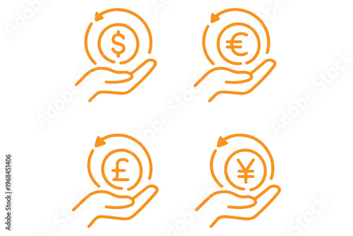 Cashback thin line icons set. Refund, return money icon. Editable stroke. Vector