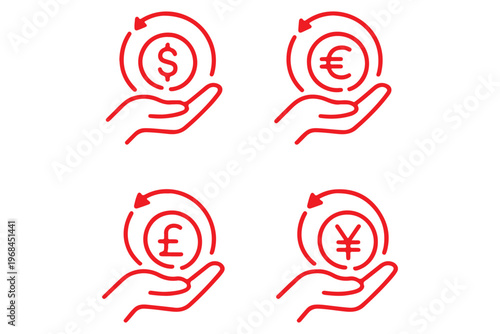 Cashback thin line icons set. Refund, return money icon. Editable stroke. Vector