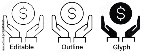 Budgeting money icon set. Vector illustration.