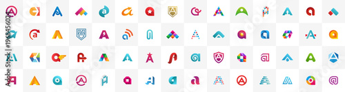 Set of letter A logo icon design template elements