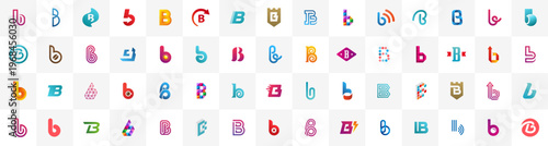 Set of letter B logo icon design template elements