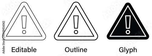 Hazard warning icon set. Vector illustration.
