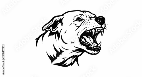Ferocious dog head bared teeth snarling aggressive attack vector illustration