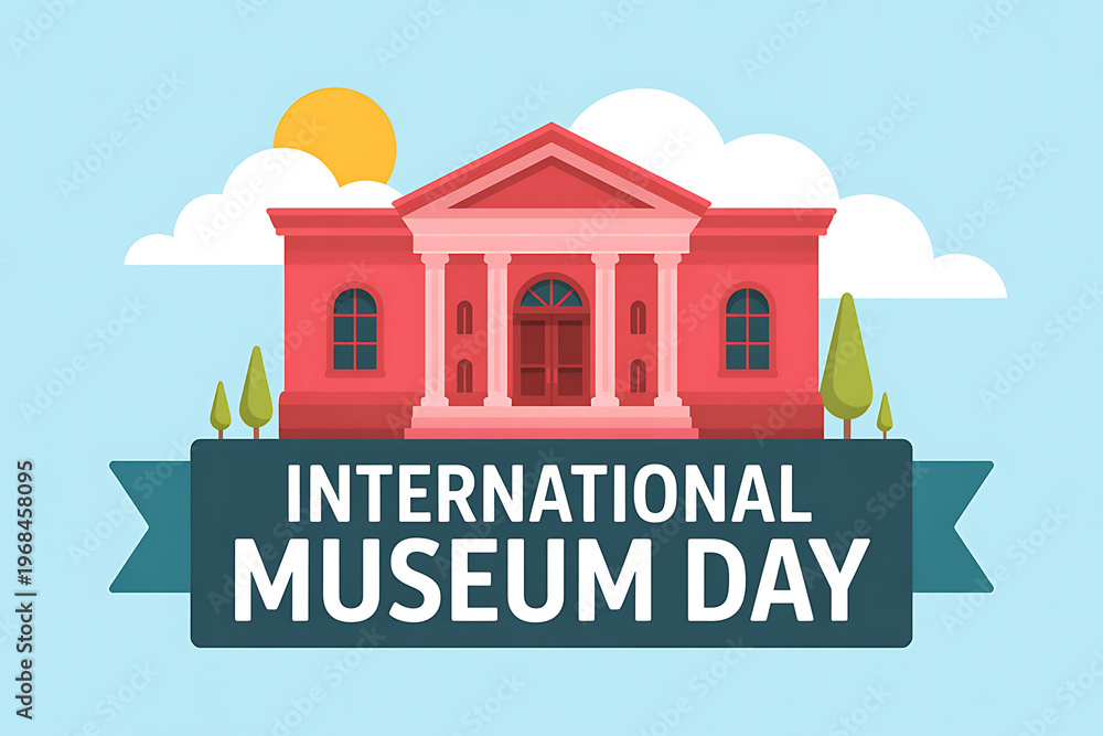 Fototapeta premium A colorful illustration celebrating International Museum Day with a museum building