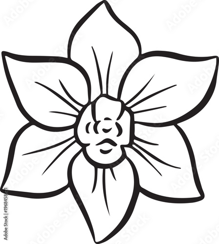 Simple floral flower heads wildflower outline clipart vector illustration