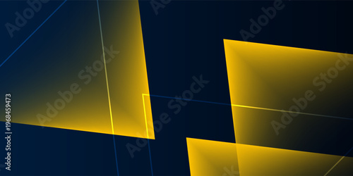 Abstract Dark Blue Background with Golden Geometric Shapes and Light Effects. Modern Trendy design in Vector Illustration