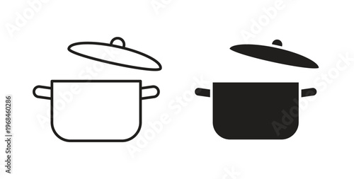 Pot icon in line design. Editable stroke icon.