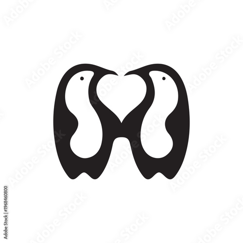 Black silhouette of two birds forming a heart shape together