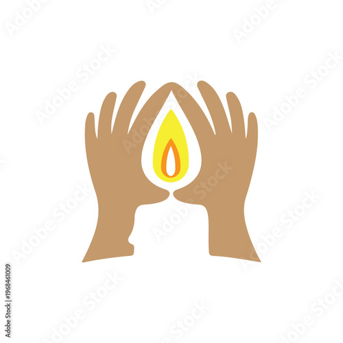 Hands cradling a flame