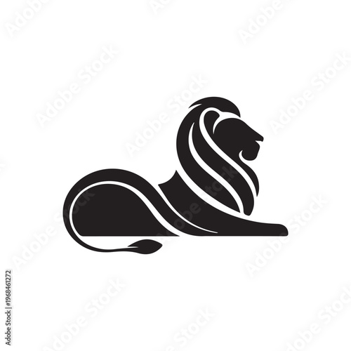 Black silhouette of a lion lying down