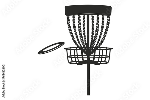 "Disc Golf Basket Silhouette Vector"