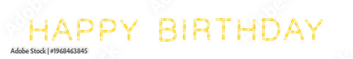 輪飾り（ペーパーチェーン）のHAPPY BIRTHDAY（横一列・イエロー・ややゴールド調）ベクター素材 / Paper Chain Happy Birthday Single Line Yellow Slight Gold Tone Vector