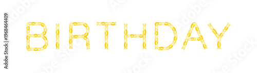 輪飾り（ペーパーチェーン）のBIRTHDAY（イエロー・ややゴールド調）ベクター素材 / Paper Chain BIRTHDAY Yellow Slight Gold Tone Vector