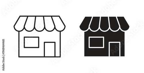 Store icon in line design. Editable stroke icon.