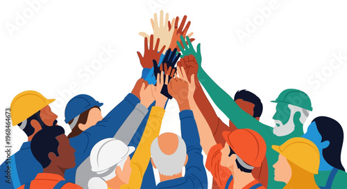 Diverse Group of People Stacking Hands.