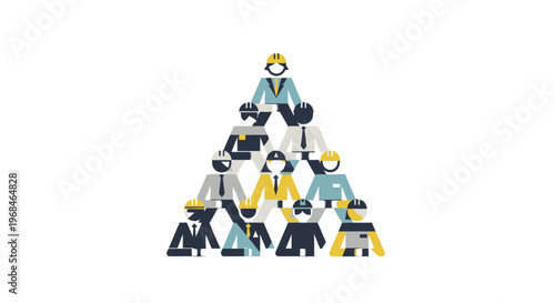 Workers on Scaffolding Pyramid Structure.