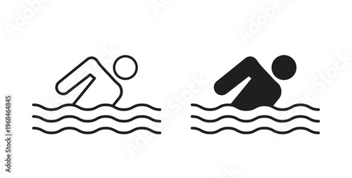 Swimmer icon in line design. Editable stroke icon.