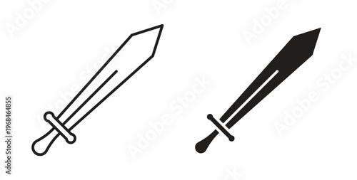 Sword icon in line design. Editable stroke icon.