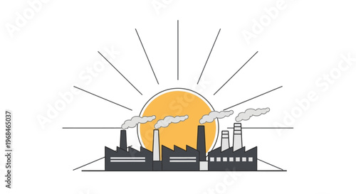 Industrial Factory with Smoking Chimneys.