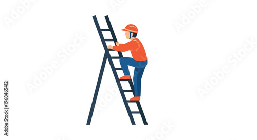 Man climbing a ladder safely outdoors.