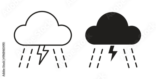 Thunderstorm icon in line design. Editable stroke icon.