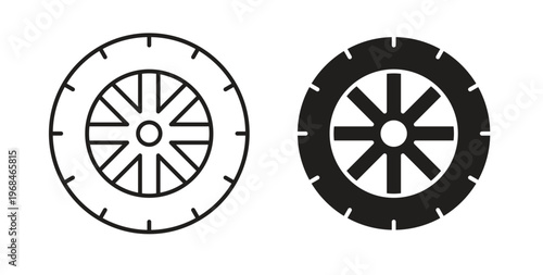 Tire icon in line design. Editable stroke icon.