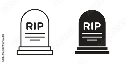 Tombstone icon in line design. Editable stroke icon.