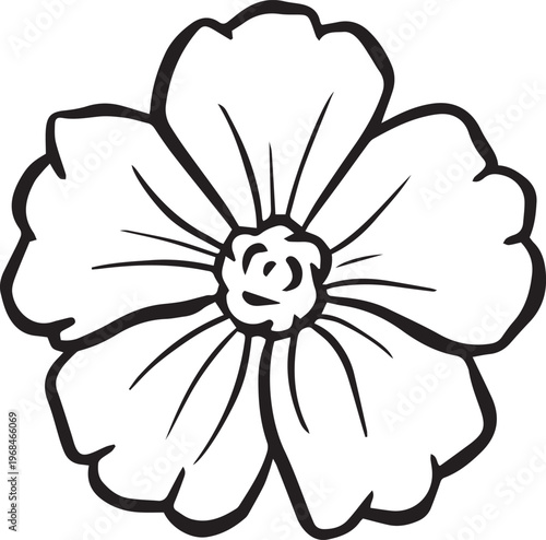 Simple floral flower heads wildflower outline clipart vector illustration