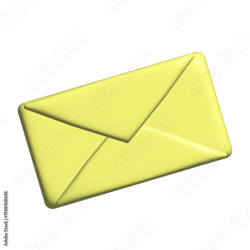 Yellow letter envelope with sealed flap, isolated on transparent background