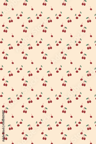 Cute seamless cherry pattern