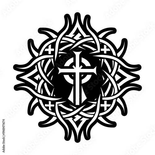 A filled style icon of calvary tattoo