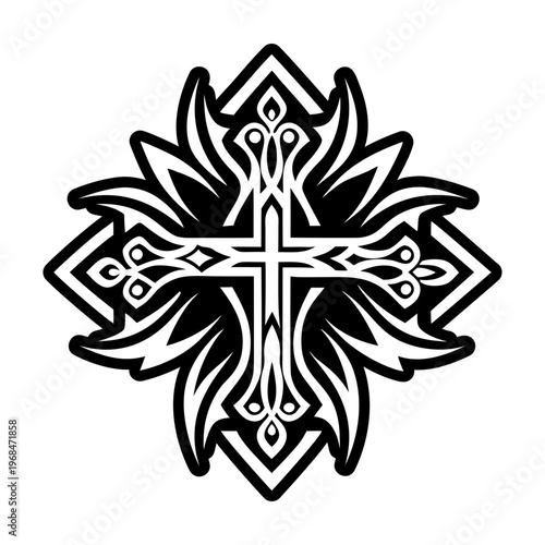 A filled style icon of crucifix tattoo